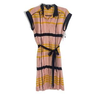 Jason Wu for Target Striped Sleeveless Pleated Shift Mini Dress Medium Pink Blac